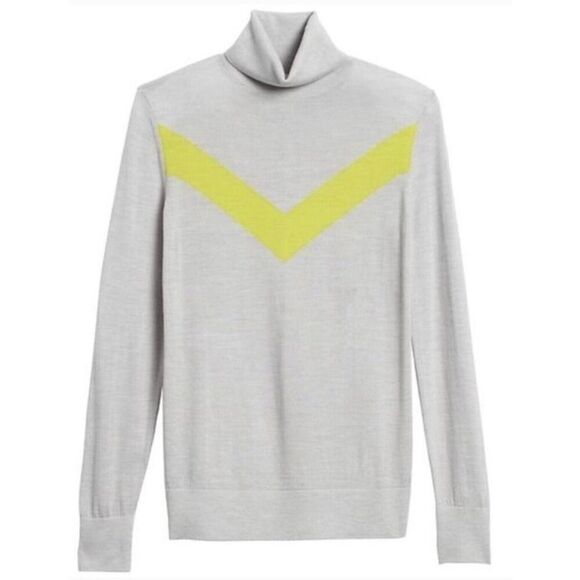 Banana Republic Merino Turtleneck Sweater Womens Small Thin Gray Highlighter - Picture 1 of 5